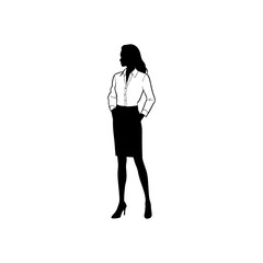business woman, female office worker, woman in suit silhouette. womans office fashion girl. business people. isolated in white vector illustration. 