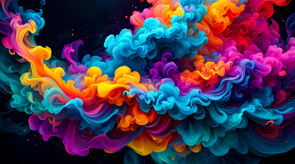 Vibrant Spectrum: A Close-Up of Colorful Smoke Cloud in High Resolution for Creative Design Use