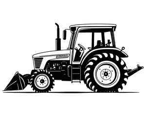 Steampunk Tractor Silhouette. Farm Machinery. Farm transport. Agricultural tractor, truck, lorry, harvester, combine, pickup, car symbol.