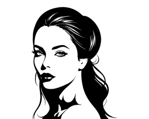 fashion model portrait. beautiful woman silhouette. gorgeous girl face vector illustration. young model clip art. 