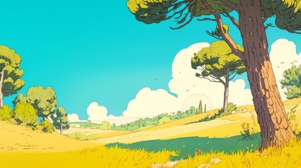 Incredible landscape cartoon artwork for captivating digital frames