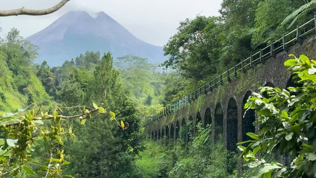 Plunyon old bridge located in Kali Kuning, Kaliurang, Yogyakarta, Indonesia