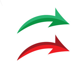 red arrow icon on white background. flat style. arrow icon for your web site design, logo, app, UI. arrow indicated the direction symbol. curved arrow sign.