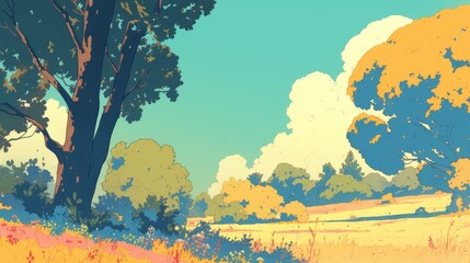 Idyllic landscape illustrations for tranquil photography shoots