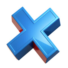 Obraz premium 3D Cross Mark Icon: Isolated on White and transparent Background