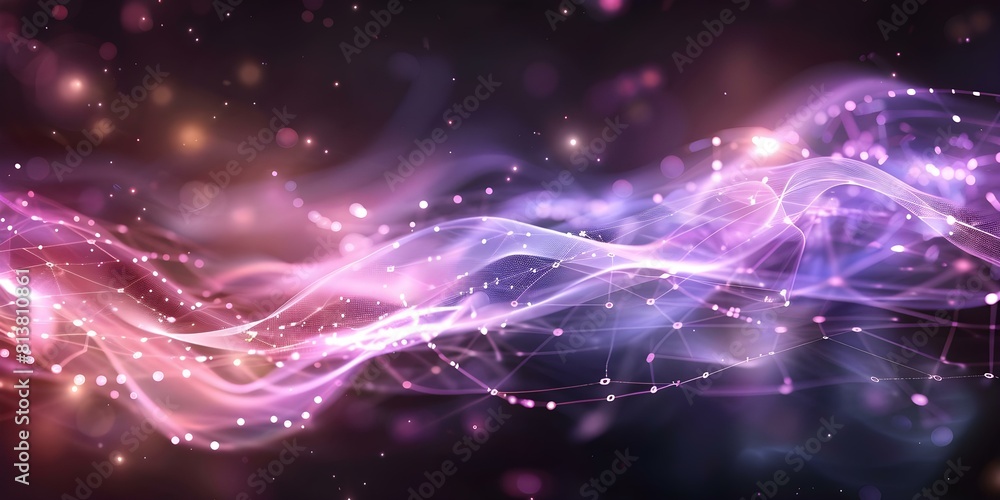 Poster securing business technology: abstract tech background representing cybersecurity, data protection, 