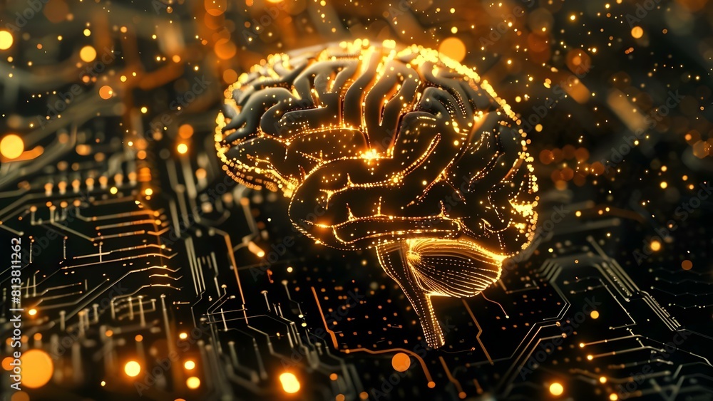 Poster futuristic neural network technology and electronic engineering innovation. concept neural networks,