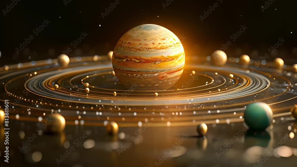 Poster a planet is seen surrounded by multiple other planets in the vast expanse of outer space, showcasing