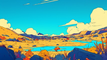 Calm landscape cartoons for gentle mobile wallpapers designs