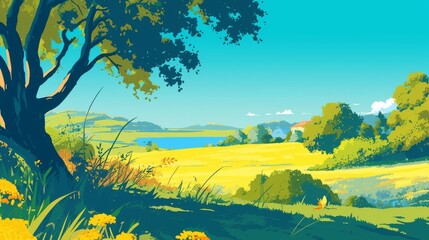 Peaceful landscape scenes for calming digital art pieces