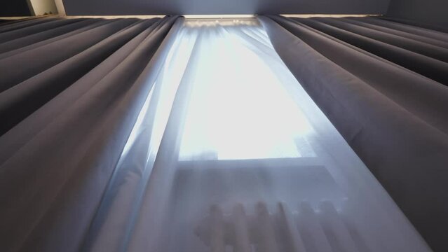 curtains on an electric drive or electric cornice opened