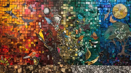 Fototapeta premium Investment Portfolio Diversification, a mosaic of assets creates a vibrant tapestry