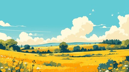 Idyllic landscape illustrations for tranquil photography shoots