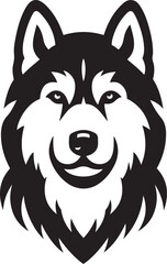 Siberian Husky dog head silhouette vector illustration. Popular family dog.