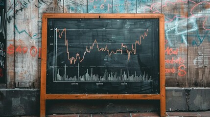 Stock Market Education Chalkboard, lessons drawn in the chalk of growth and loss