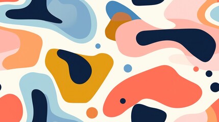 Colourful abstract shape seamless pattern elements liquid flow dynamic minimal picture on white background