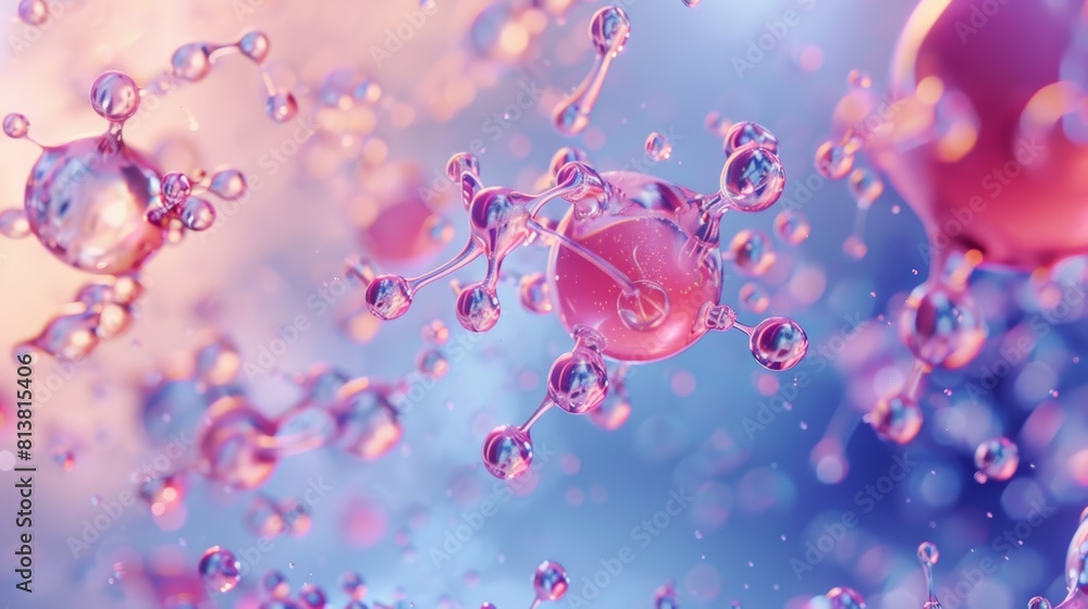 Aufkleber a captivating 3d animation of cosmetic atoms morphing into mesmerizing patterns and shapes as they i