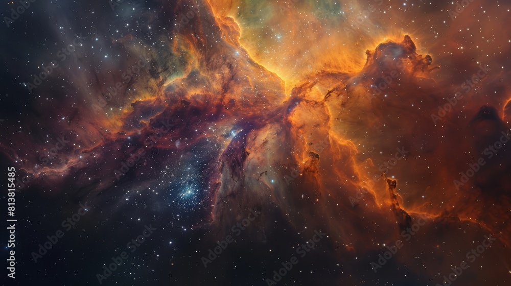 Wall mural a captivating 4k photo of a nebula, highlighting its mesmerizing color palette and intricate structu
