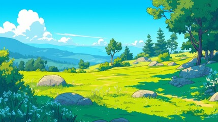 Serene landscape cartoons for peaceful advertising campaigns