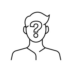 Unknown person icon. Face with a question mark. Linear style. Vector icon