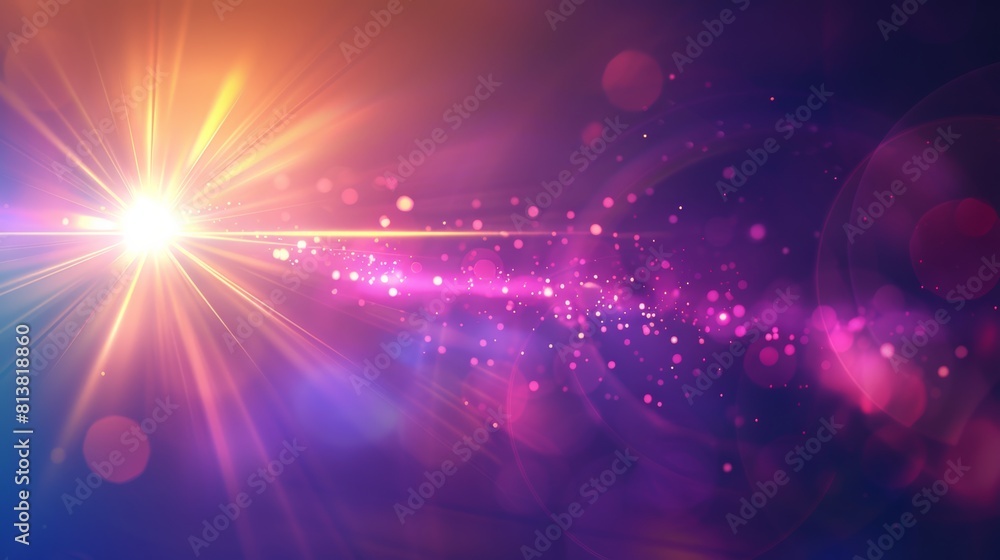 Poster a retro-futuristic gradient background with a bold lens flare overlay, evoking a sense of nostalgia 