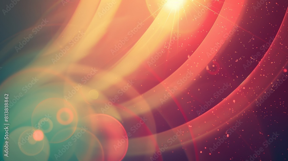 Poster a retro-futuristic gradient background with a bold lens flare overlay, evoking a sense of nostalgia 