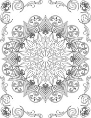 Printable Mandala Coloring Page for Adults. Educational Resources for School for Kids. Adults Coloring Book. Mandala Coloring Activity Worksheet.