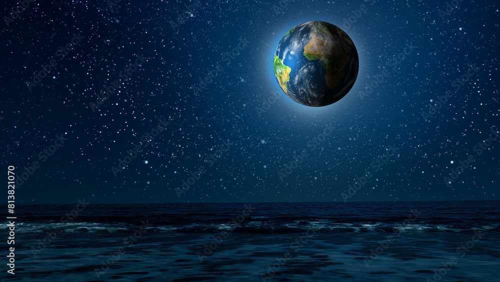 Sticker the earth rotates in the see background. elements of this image furnished by nasa.