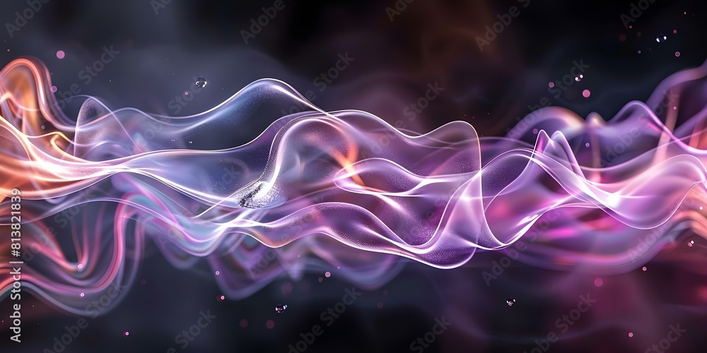 Poster dynamic d color splash waves on futuristic rainbow chrome texture background. concept color splash p