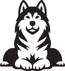 Siberian Husky silhouette dog vector illustration. Popular family dog.