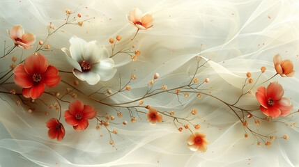 Modern abstract template with beautiful transparent veil flowers for design decoration.