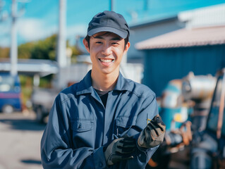 作業服を着た男性