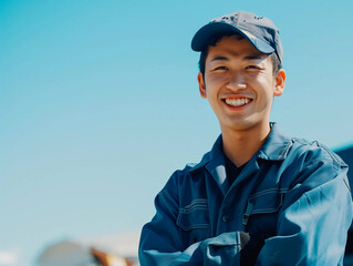 作業服を着た男性