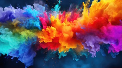 Colorful rainbow Holi paint splash color powder explosion - Generative AI