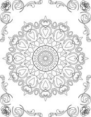 Printable Mandala Coloring Page for Adults. Educational Resources for School for Kids. Adults Coloring Book. Mandala Coloring Activity Worksheet.