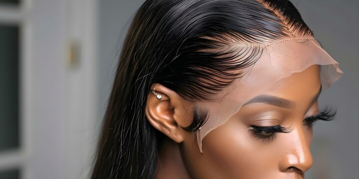 Elegant Look with High-Quality Human Hair Extensions and Frontal Straight Lace Wig. Concept Human Hair Extensions, Lace Frontal Wig, Elegant Style, High-Quality, Straight Hair