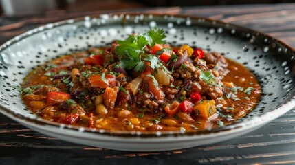 American cuisine. The traditional dish is chili con carne.