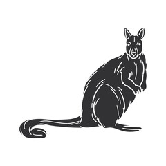 Wallaby Icon Silhouette Illustration. Australian Animals Vector Graphic Pictogram Symbol Clip Art. Doodle Sketch Black Sign.