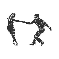 West Coast Swing Icon Silhouette Illustration. Dancing Vector Graphic Pictogram Symbol Clip Art. Doodle Sketch Black Sign.