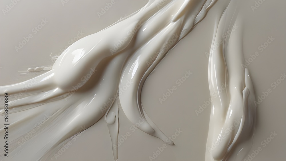 Aufkleber smears of beautiful white cream on an empty background. isolated generative ai