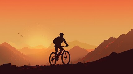 Obraz premium Mountain biker riding in mountain landscape