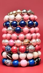 beads on pink background