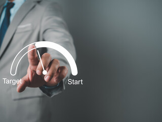 Businessman pointing to the target. Business concept. management concept business planning concept