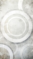 White abstract background with white circle rings in faded distressed vintage grunge texture design Vertical