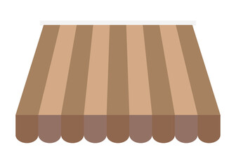 Commercial canopy awning for store. Tent with white and red stripes for market, shop with shadows on transparent background. Vector Design element.
