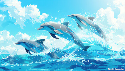 Obraz premium Designing the Depths, Creating a Masterpiece Vector Art and Illustration for World Ocean Day 