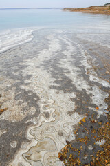 Close up of the salt water of Dead sea