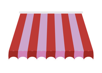 Realistic striped shop sunshade. Store awning. Roof canopy. Shop tent set. Vector illustration © Graphic Core Studio 
