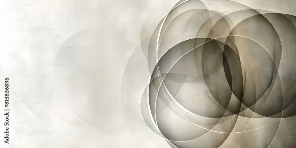 Poster elegant minimalist design with intersecting lines and circles in muted taupe tones. concept minimali