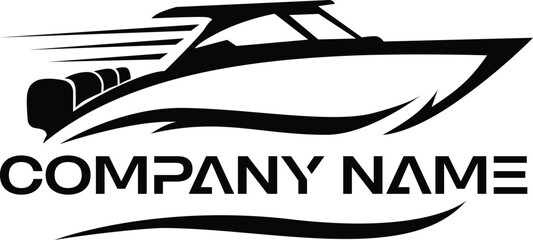 Vector illustration logo symbol speedboat transportation company isolated on a white background